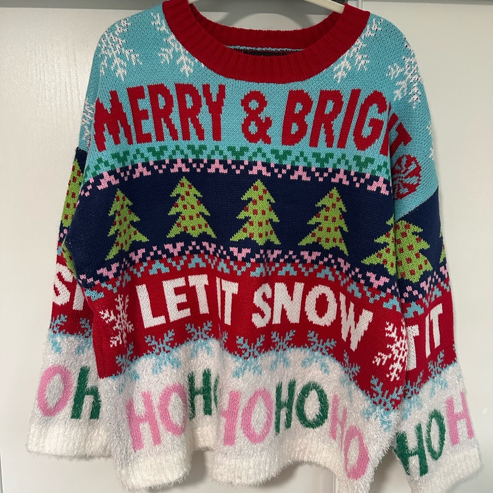 Christmas Sweater – Size Large, Festive Striped Holiday Knit